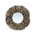 The Raffia Fringe Mirror - Natural Black - S