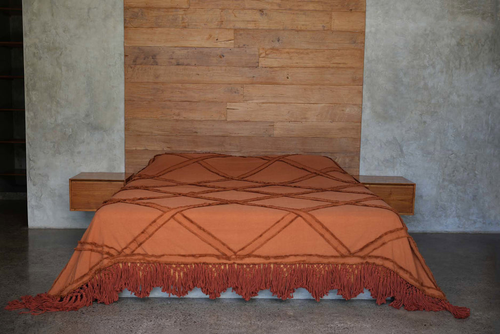 The Berber Bed Throw - Terracotta