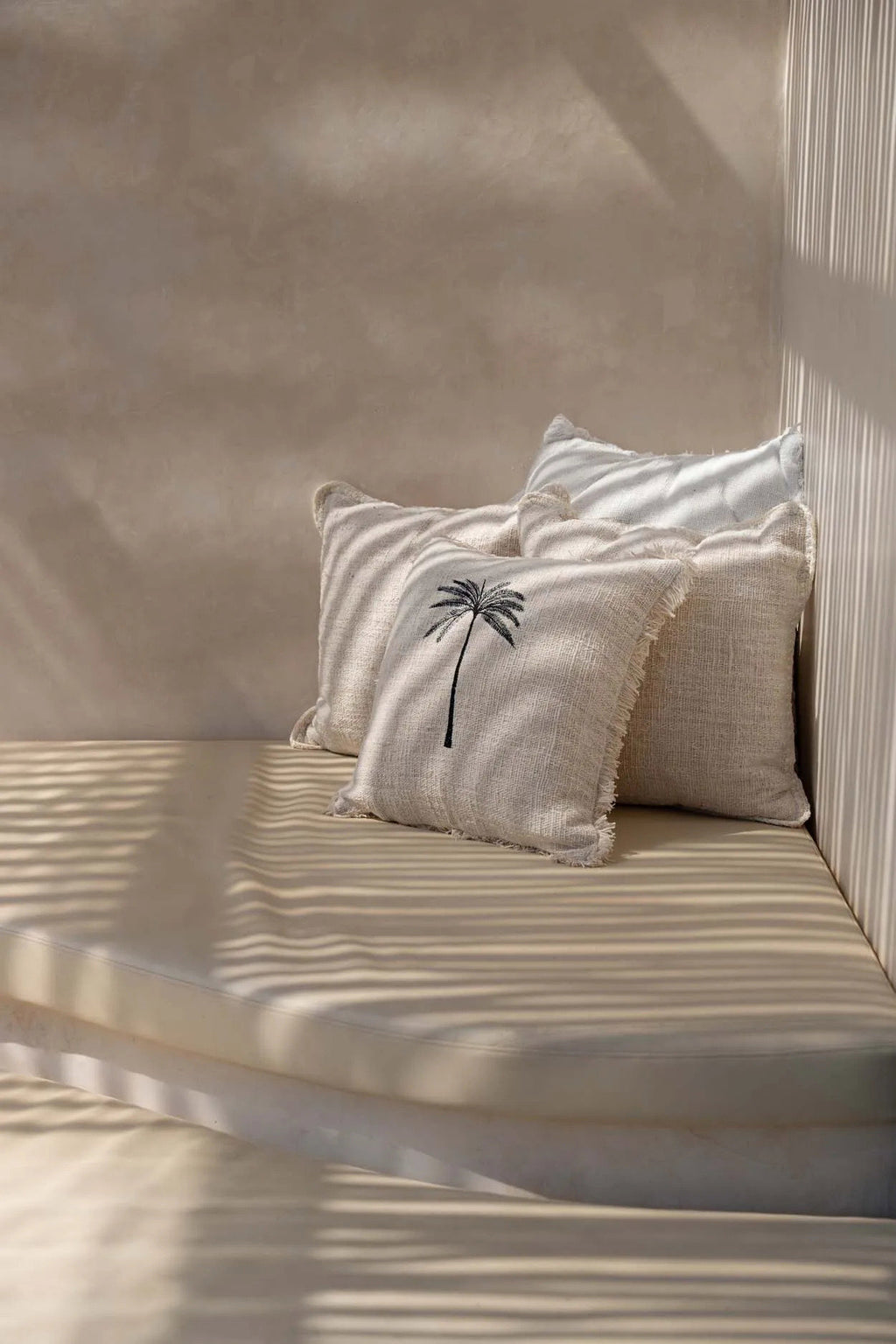 The Gili Palm Cushion Cover - Natural Black