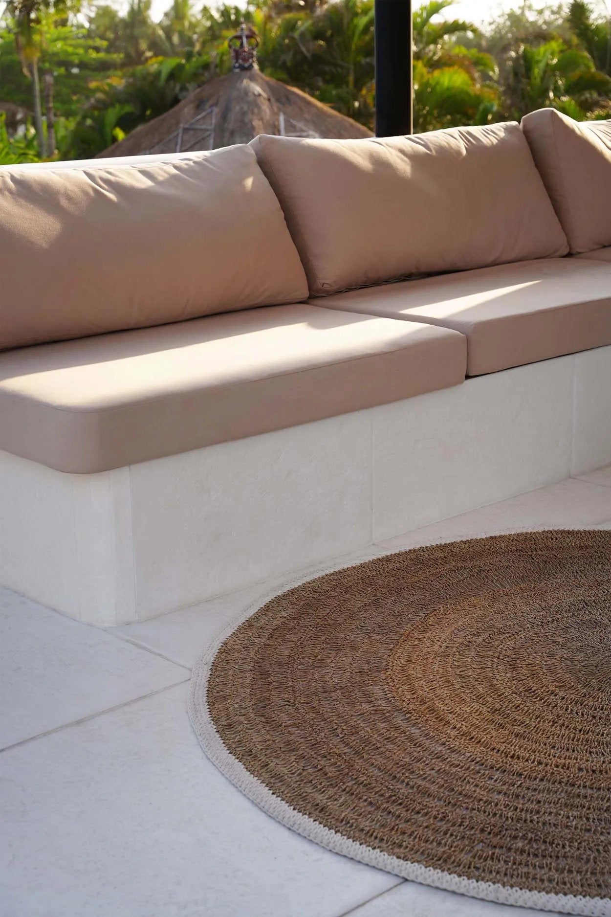 The Seagrass & Cotton Round Carpet - Natural White - 150