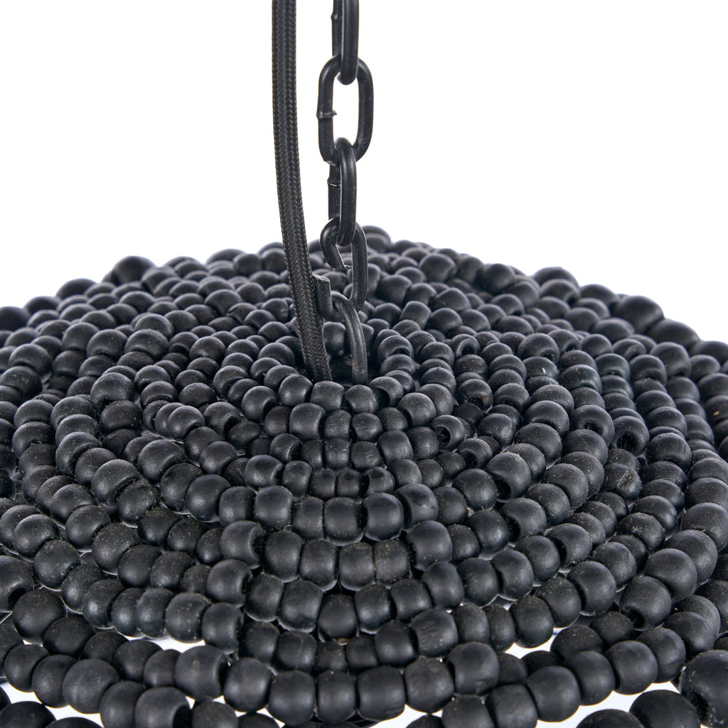 The Wooden Bead Dome Pendant - Black