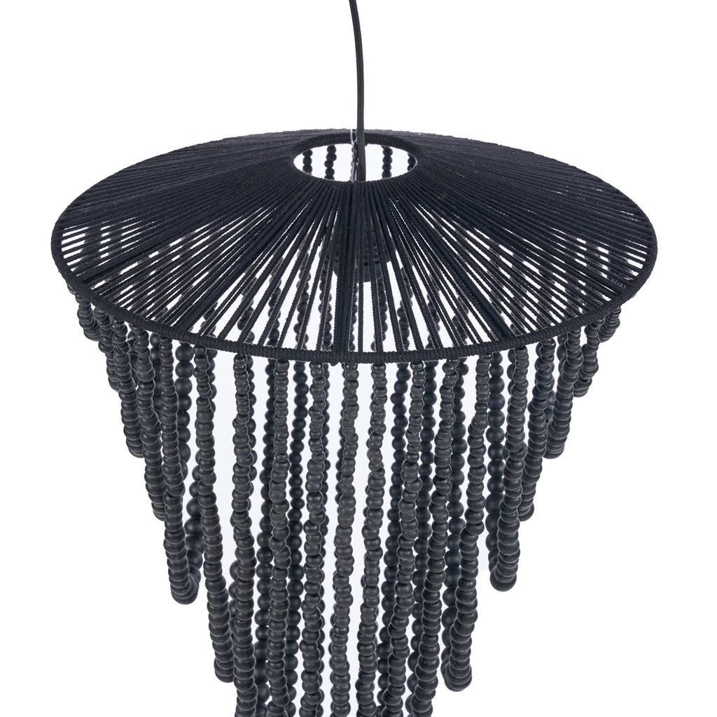 The Wooden Bead Chandelier - Black - L