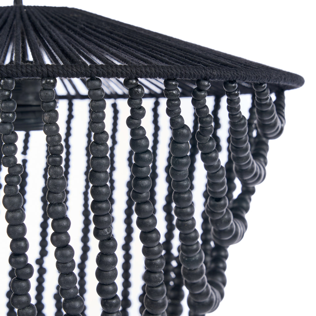 The Wooden Bead Chandelier - Black - L
