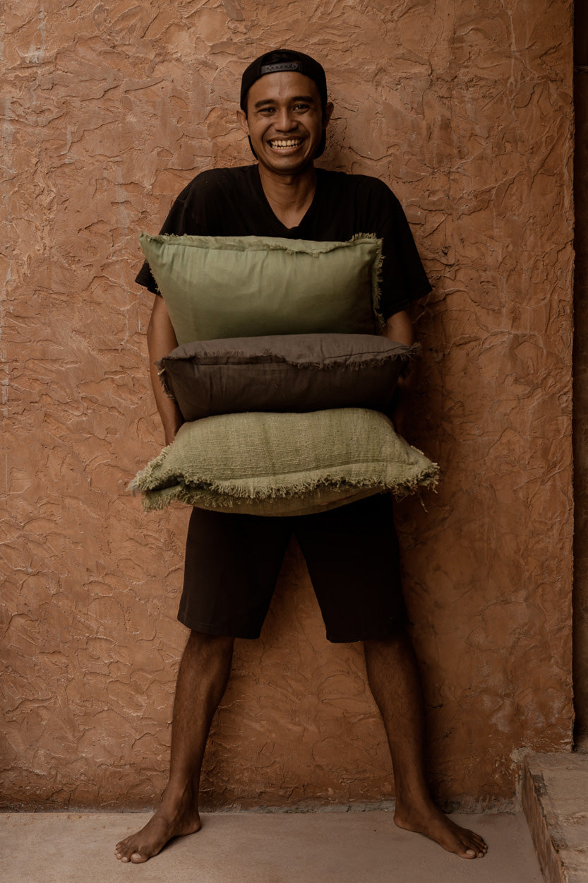 The Jungle Fringe Cushion Cover - Green