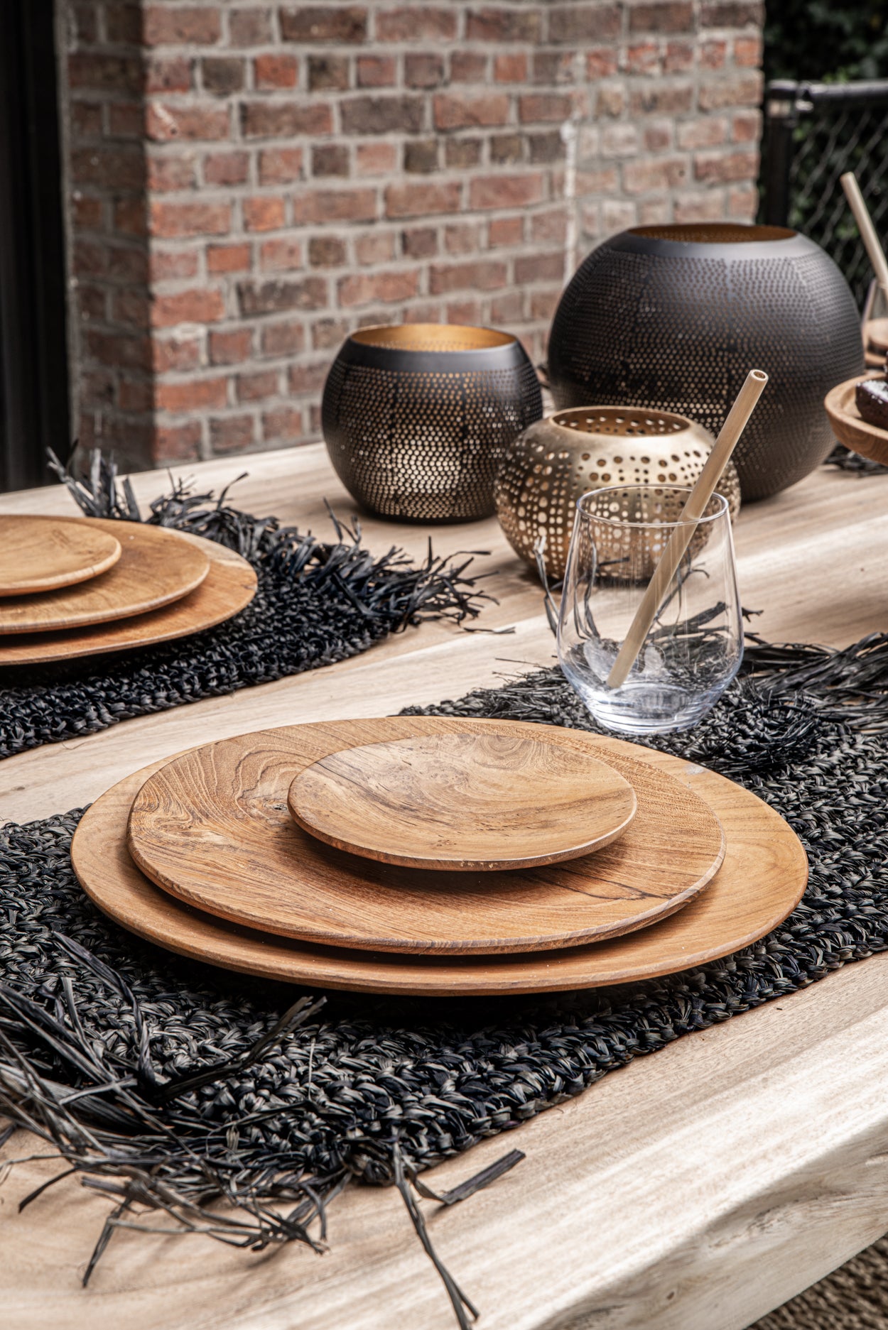 The Fringe Raffia Placemat Rectangular - Black