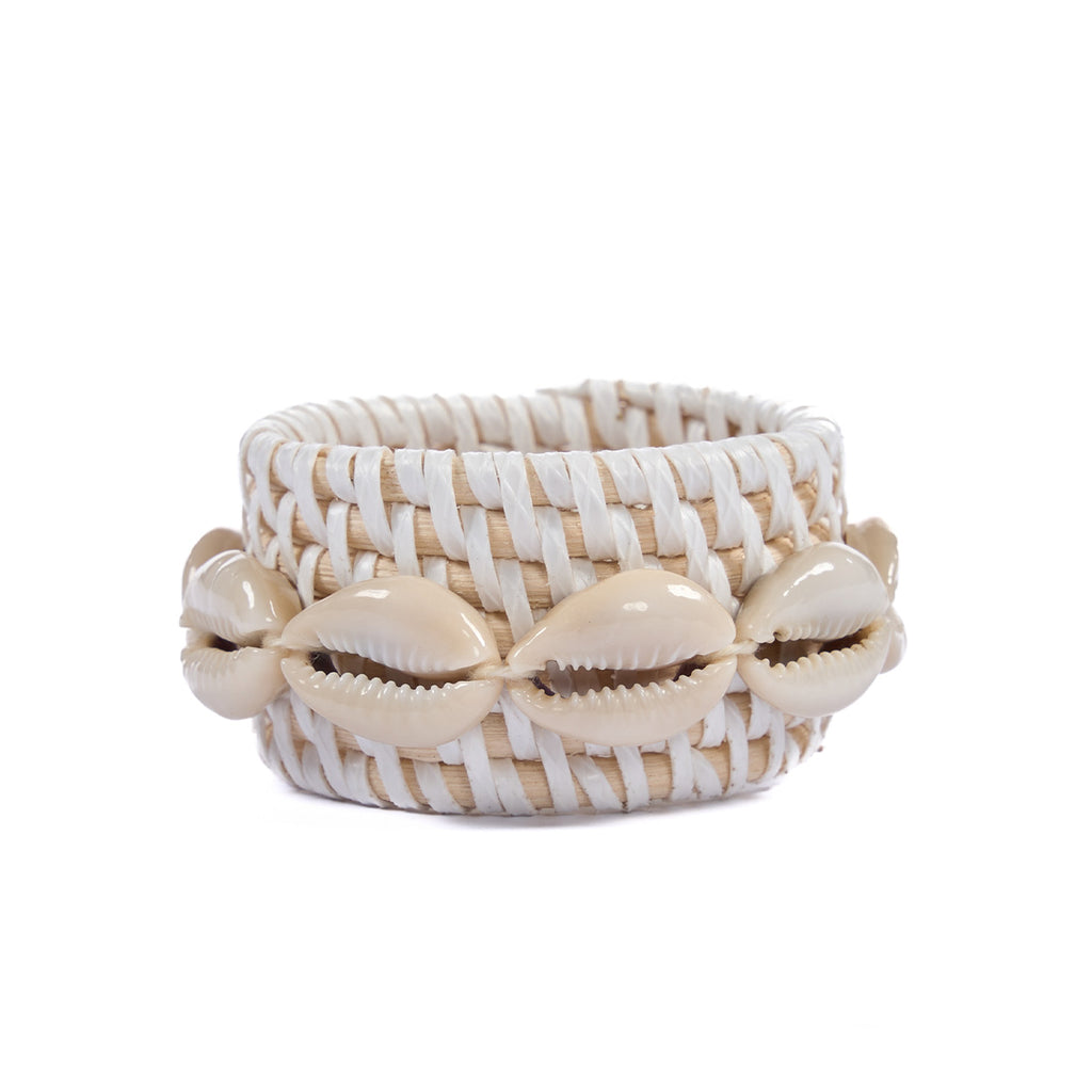The Rattan Shell Napkin Ring - White