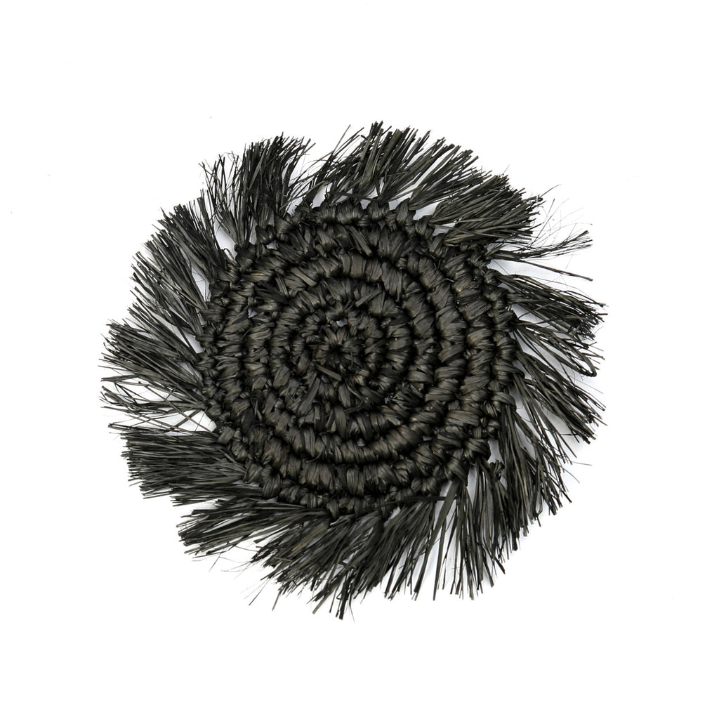 The Fringe Raffia Coaster - Black