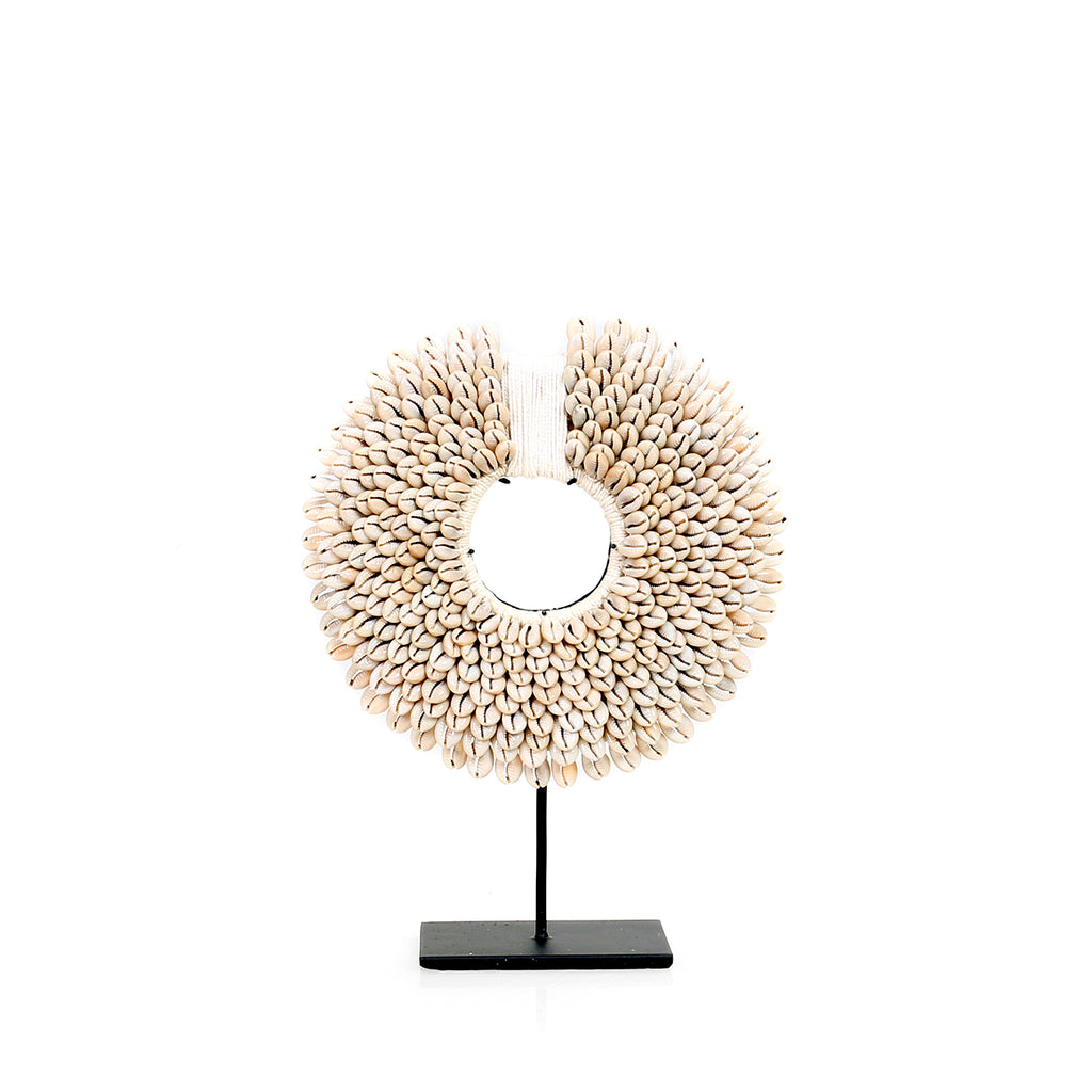 The Papua Shell Disc on Stand - White - S