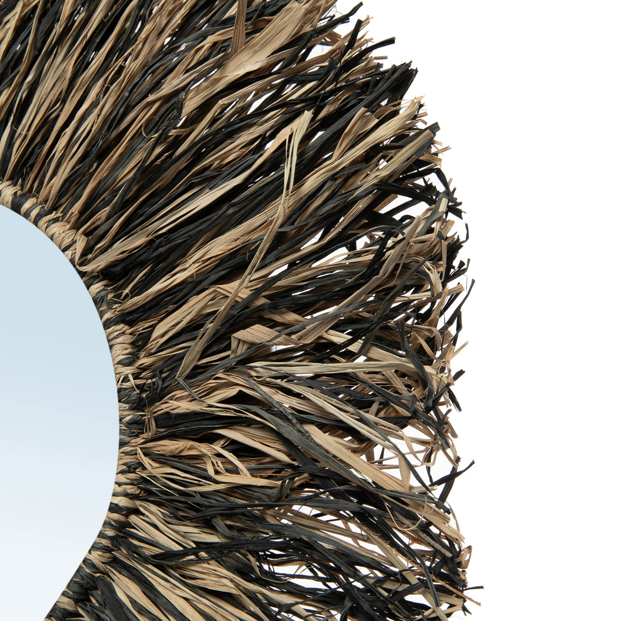 The Raffia Fringe Mirror - Natural Black - S