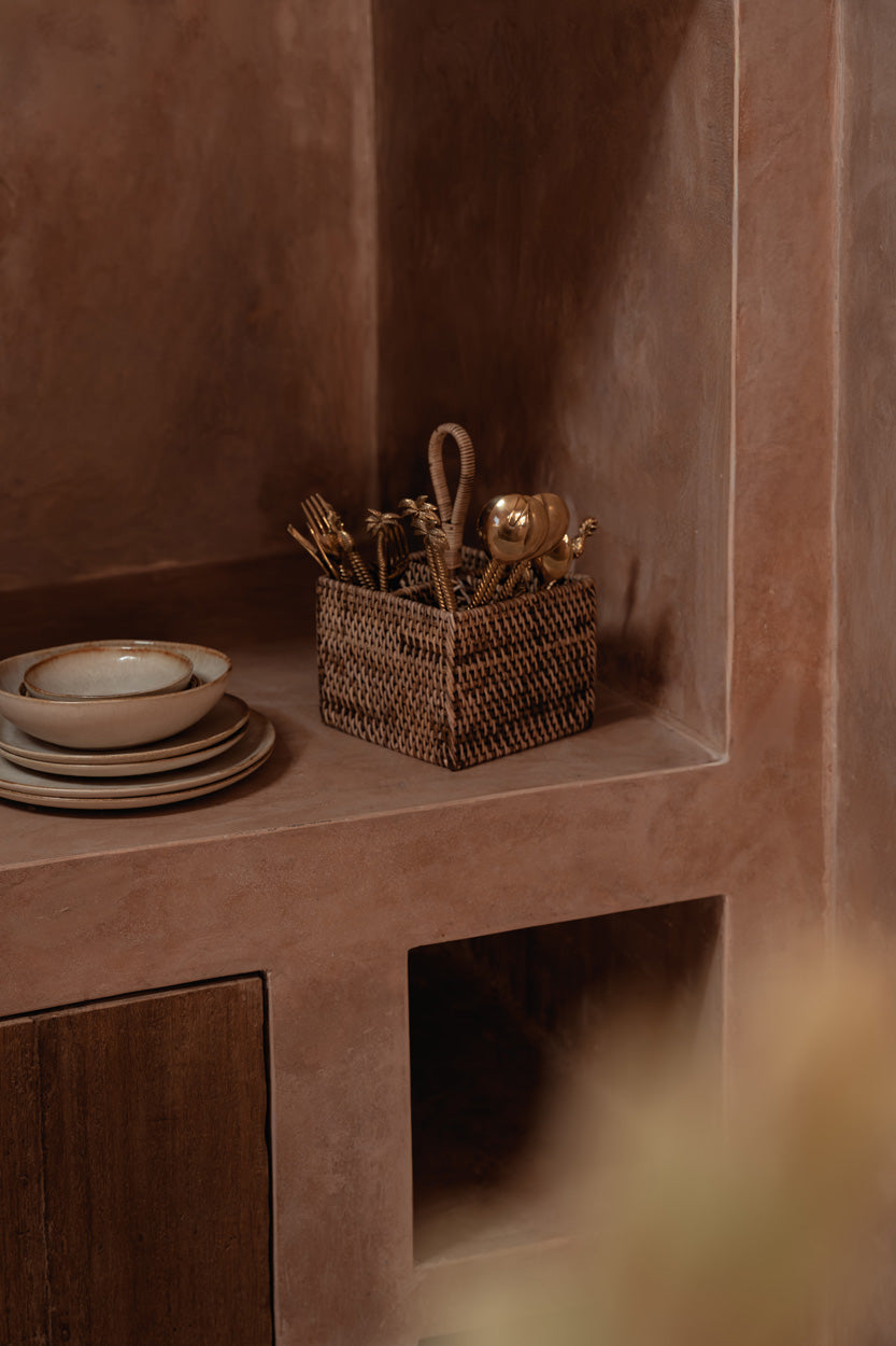 The Rattan Cutlery Caddy N°4 - Natural Brown