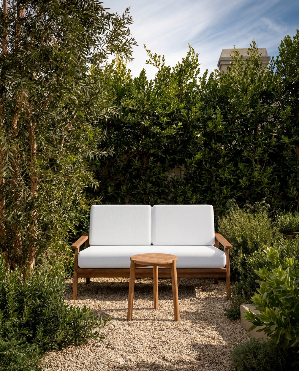 The Gilimanuk Two Seater Sofa - Outdoor - Tissue Ateja Blanc