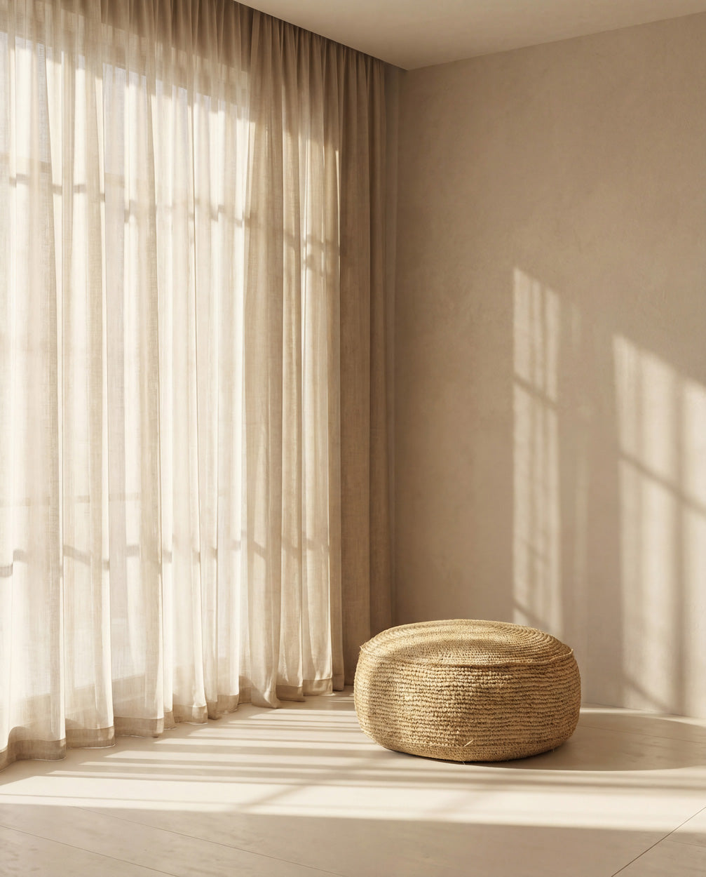 The Raffia Flores Pouffe - Natural