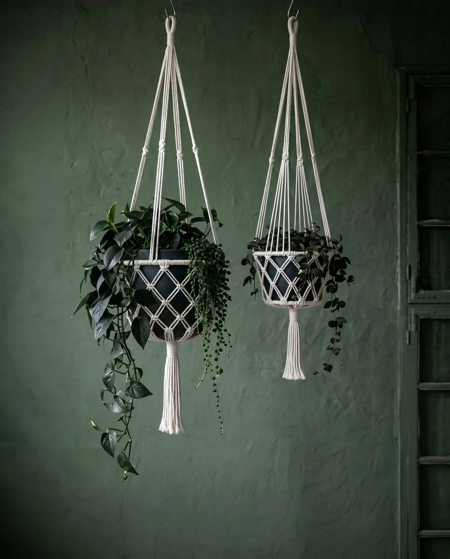 The Macrame Plant Holder - White - M