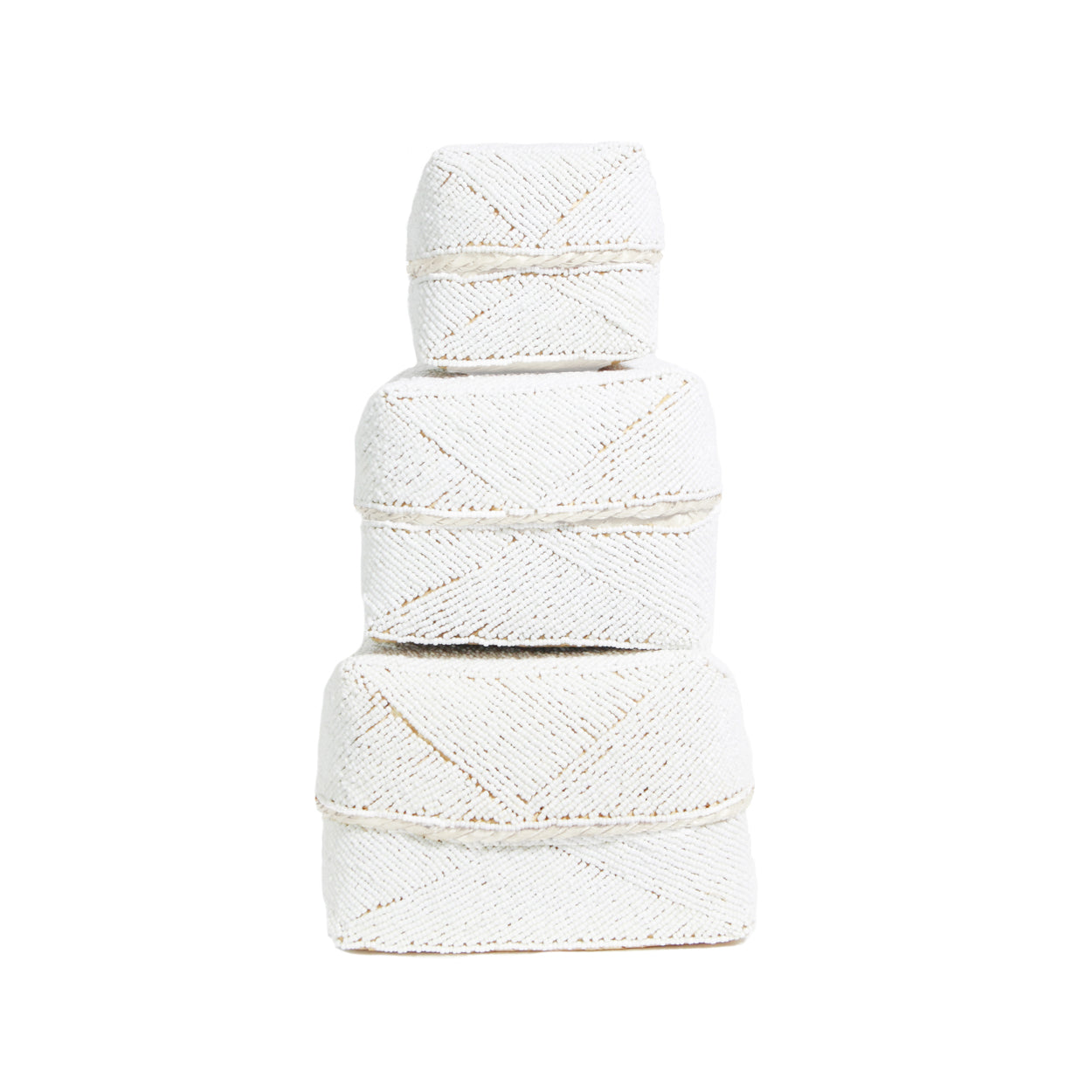 The Beaded Basket - White - Set of 3