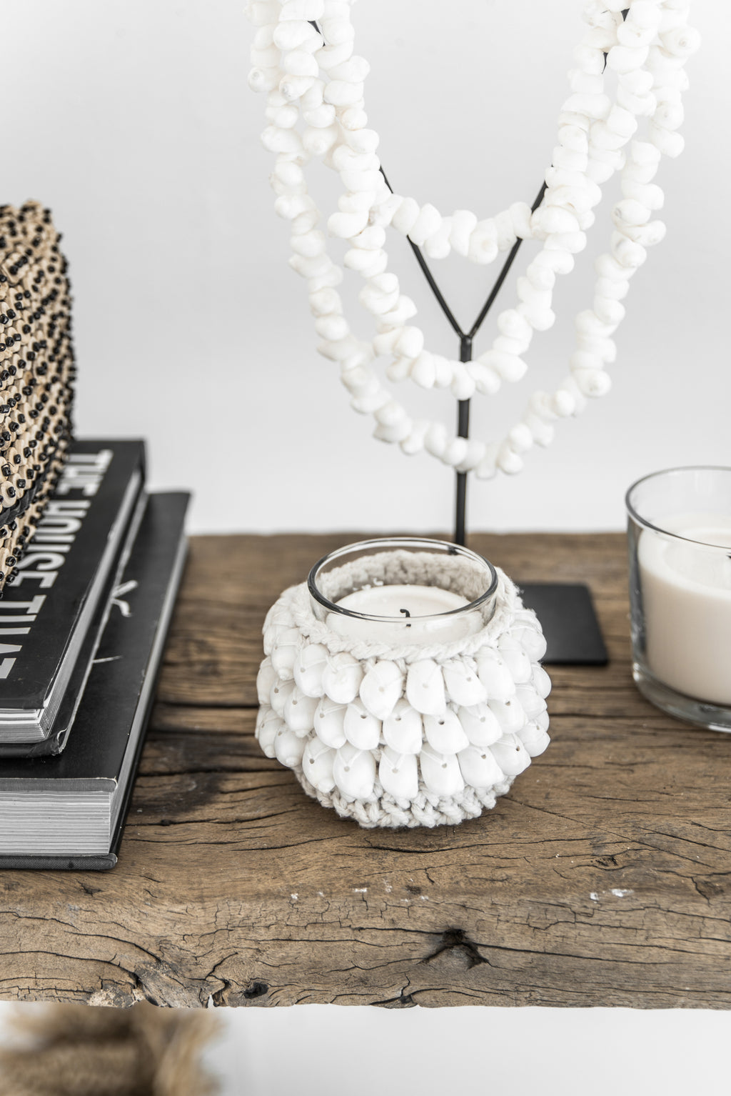 The Kai Macrame Candle Holder - White - S