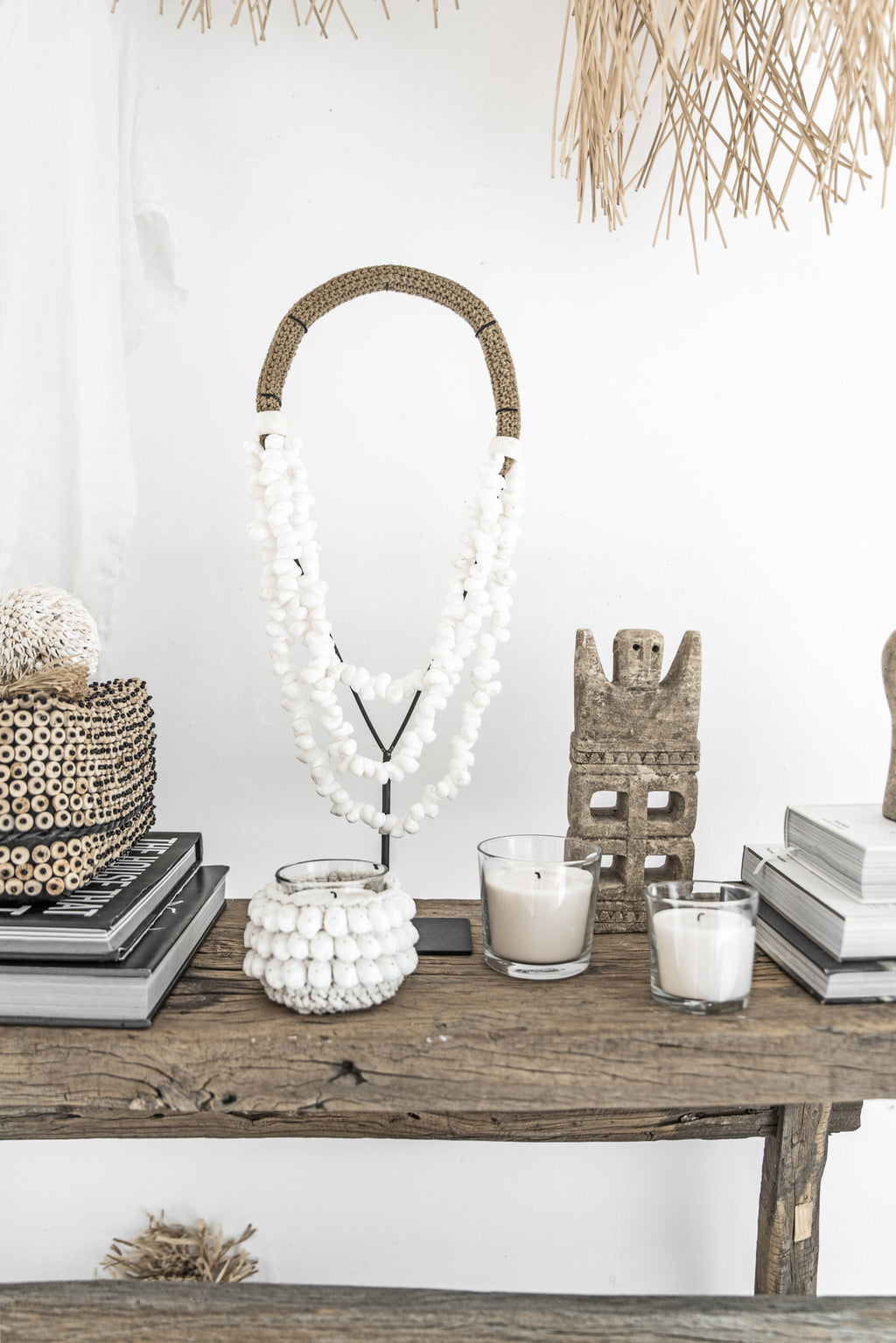 The Kai Macrame Candle Holder - White - S
