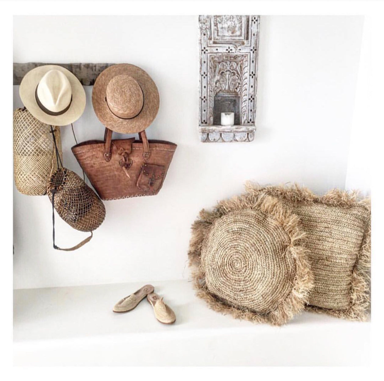 The Raffia Cushion Cover Round - Natural - 60