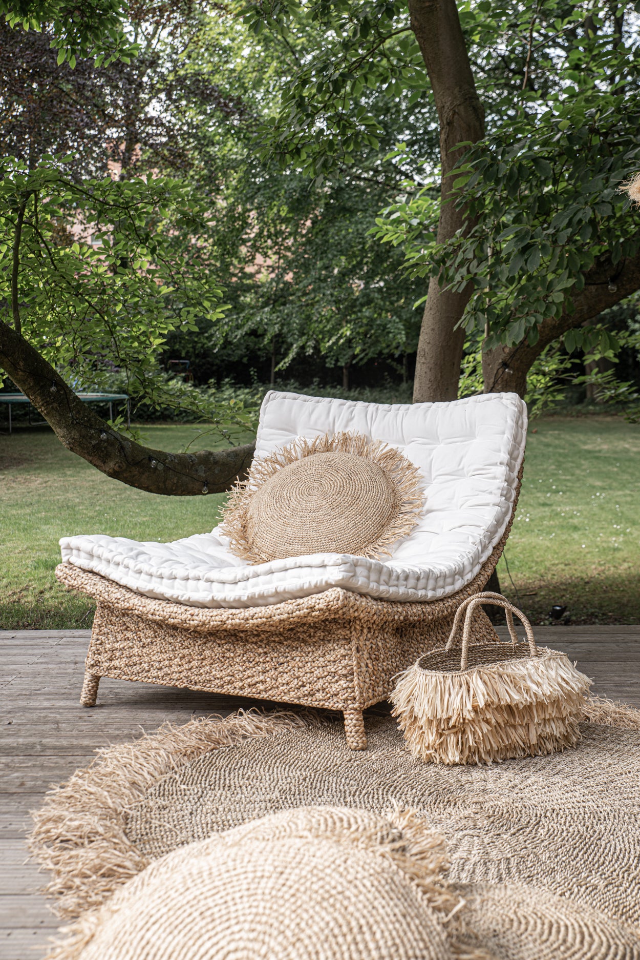 The Raffia Cushion Cover Round - Natural - 60