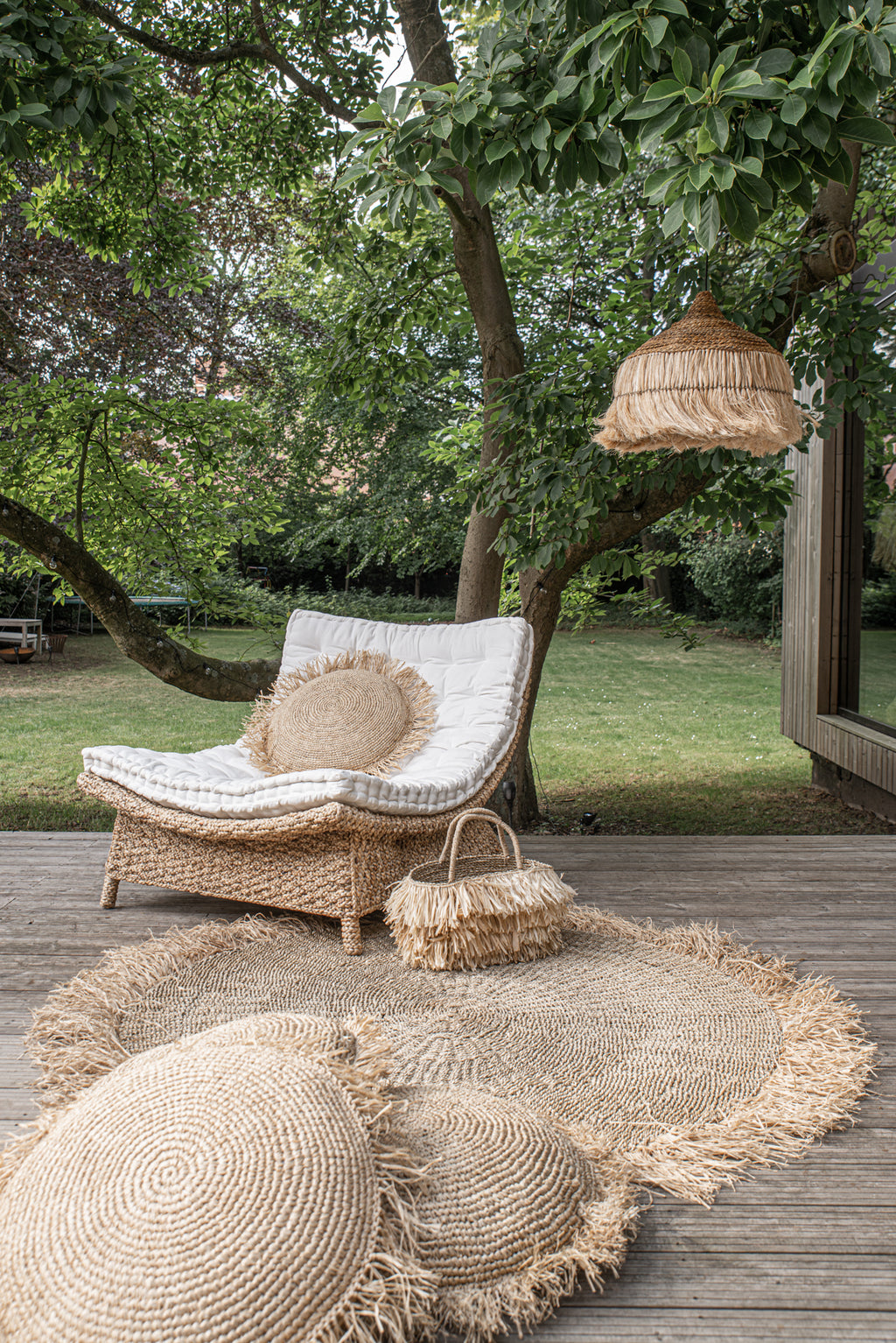The Raffia Cushion Cover Round - Natural - 60
