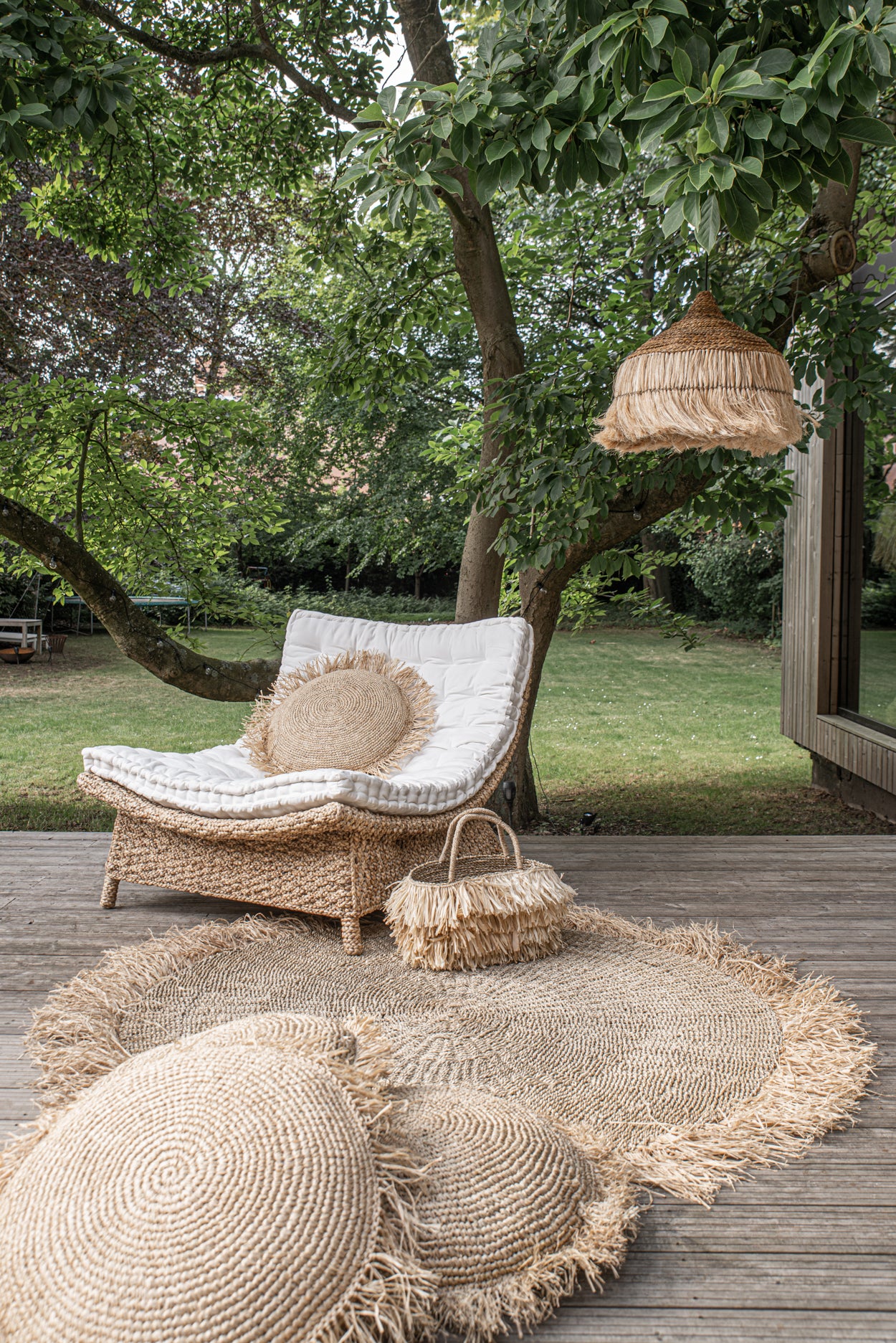 The Raffia Cushion Cover Round - Natural - 60