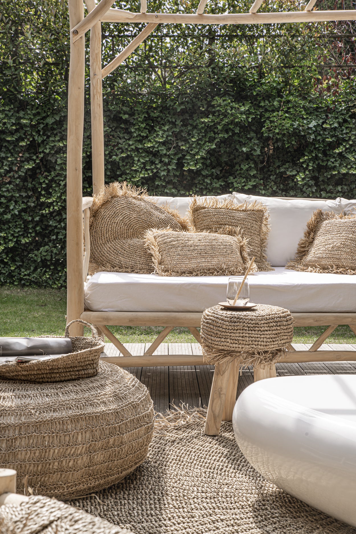 The Raffia Cushion Cover Round - Natural - 60
