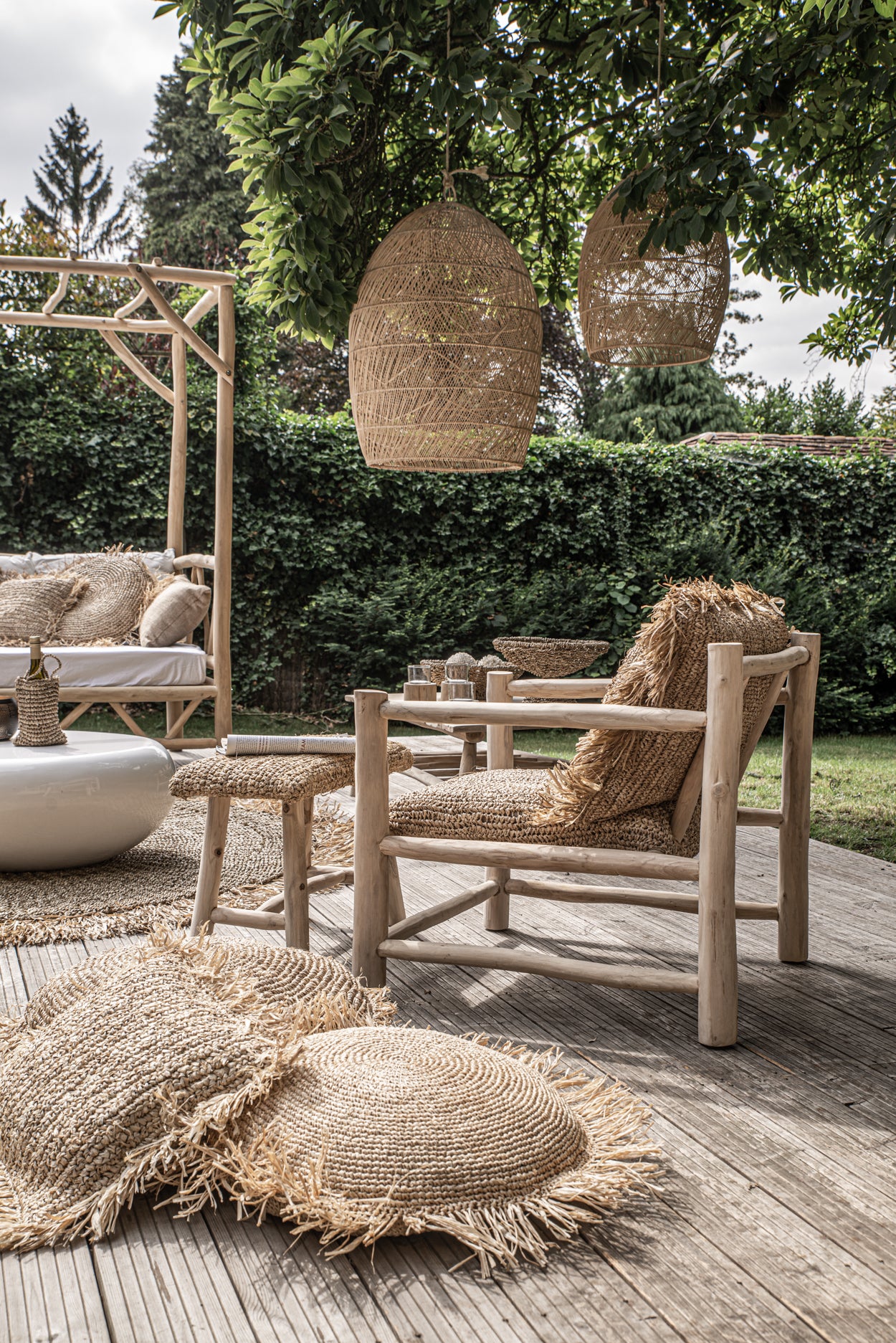 The Raffia Cushion Cover Round - Natural - 60
