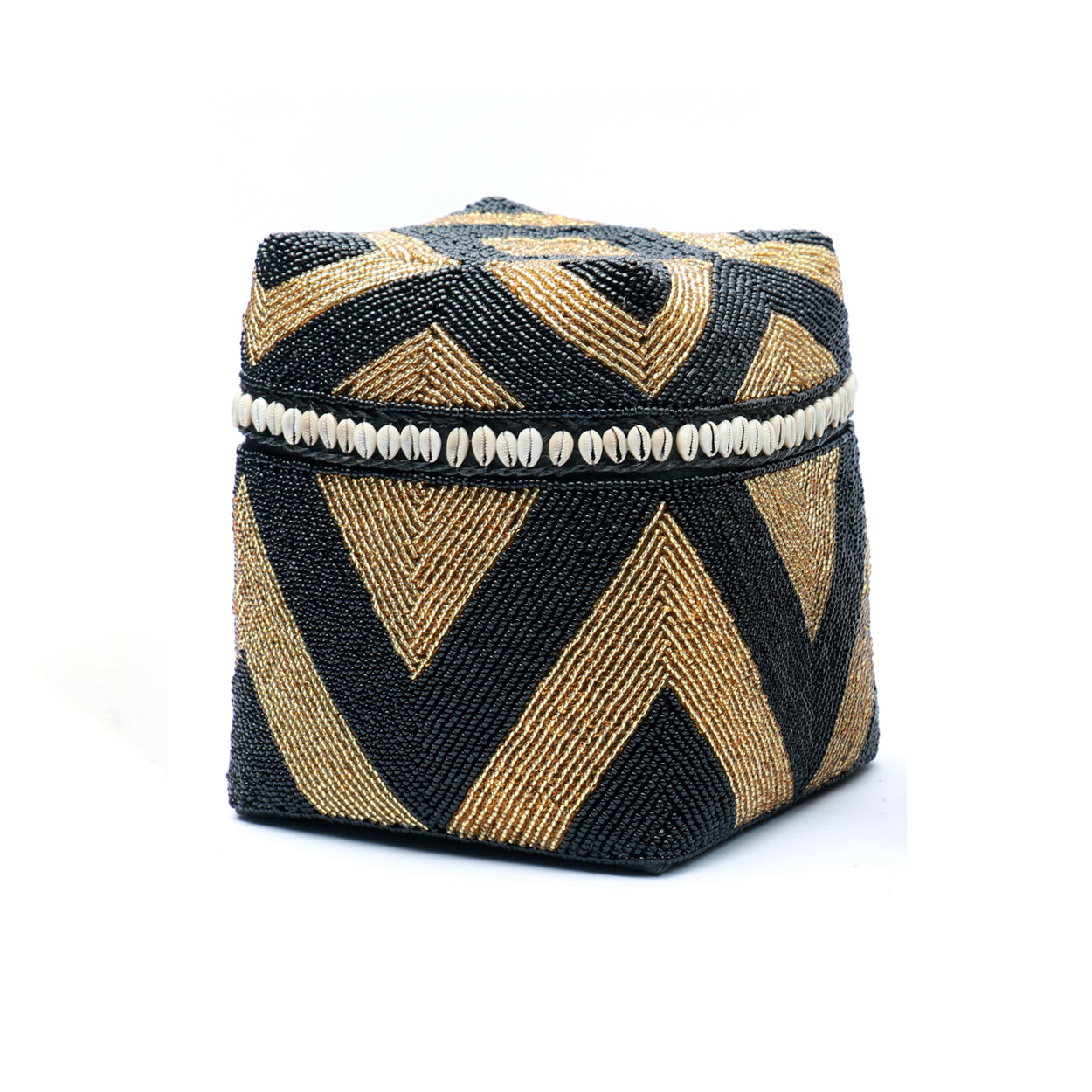 The Beaded Basket Cowrie Diamond - Black Gold - SET/3