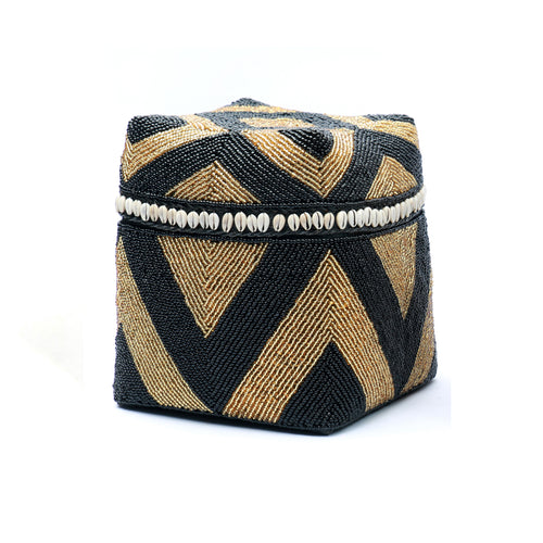 The Beaded Basket Cowrie Diamond - Black Gold - SET/3