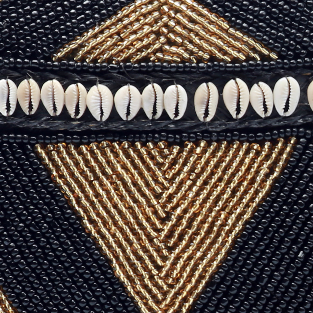The Beaded Basket Cowrie Diamond - Black Gold - SET/3