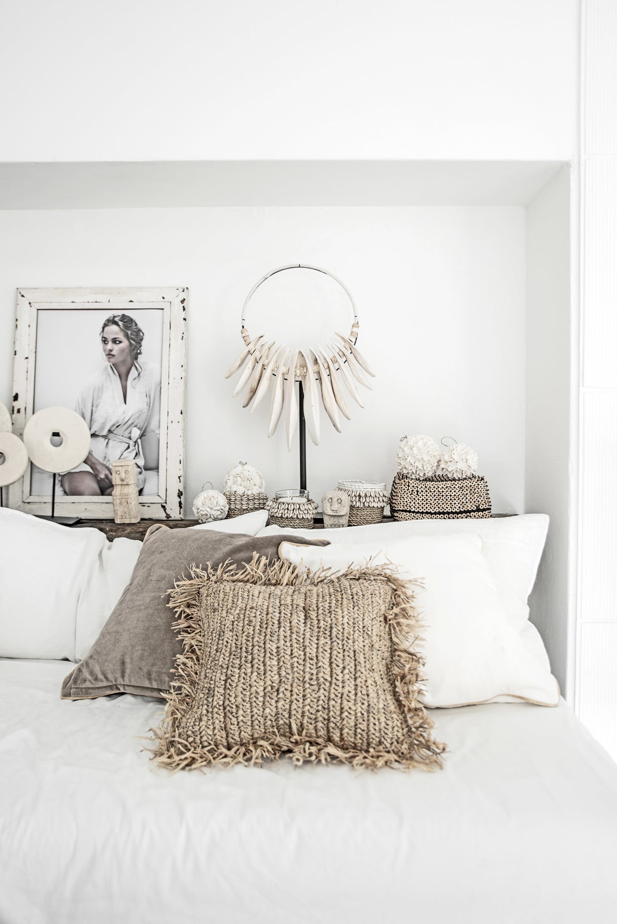 The Weaved Cowrie Basket #1 - Natural White