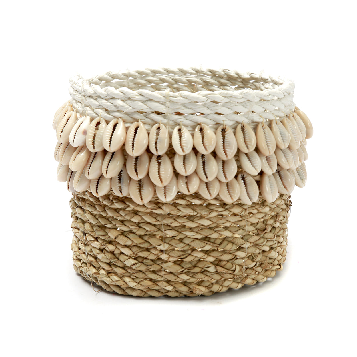 The Weaved Cowrie Basket #1 - Natural White