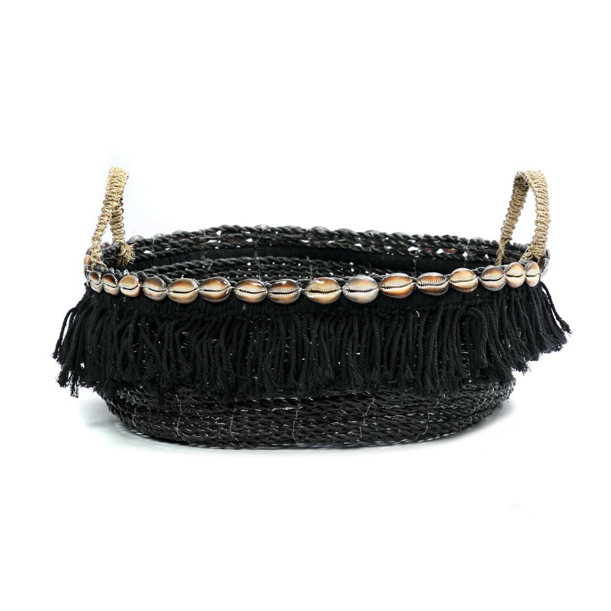 The Boho Fringe Basket - Black Natural