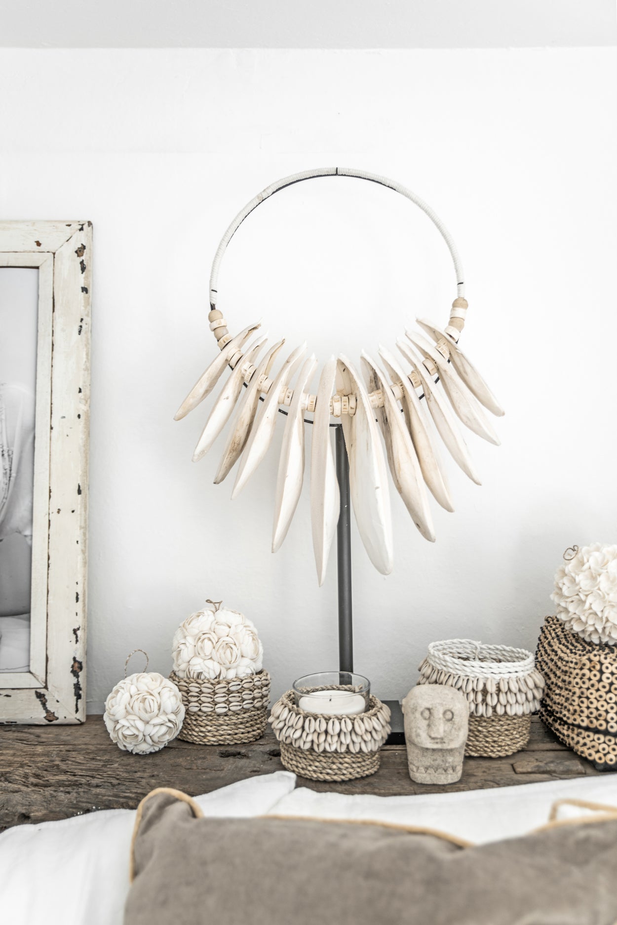 The Weaved Cowrie Basket #3 - Natural