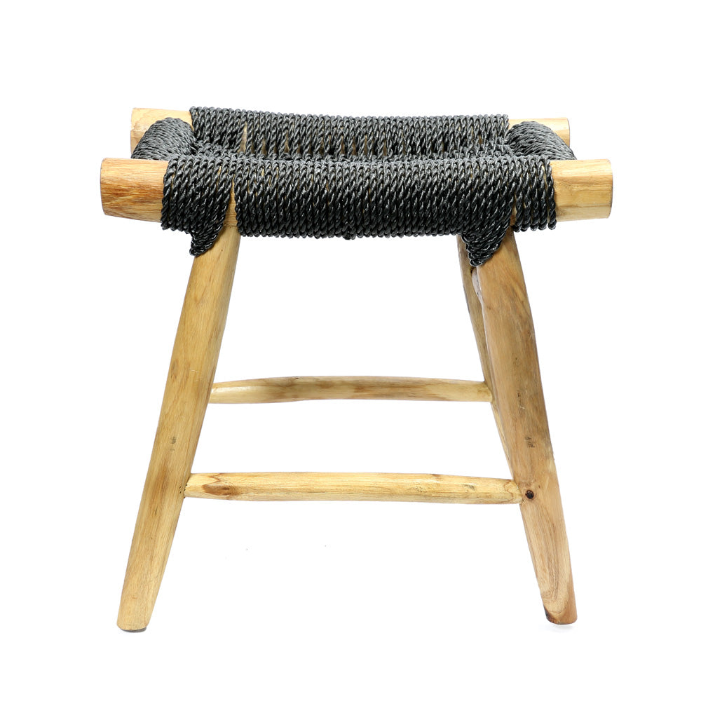 The Porto Seagrass Stool - Black