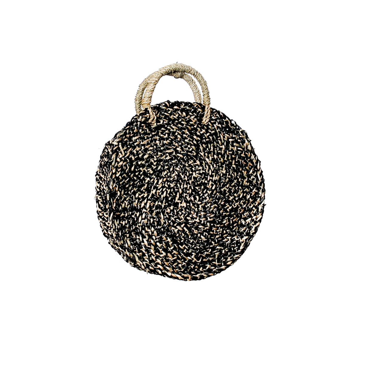 The Seagrass Spotted Roundi Bag  - Natural Black - S
