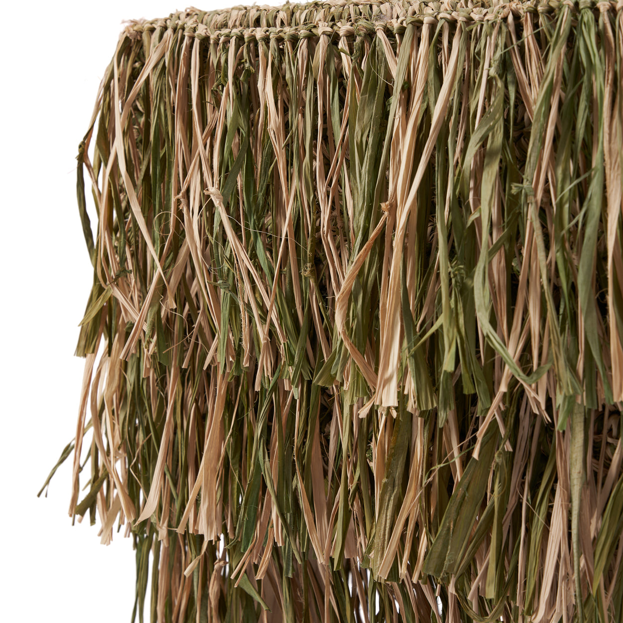 The Raffia Shaggy Stool - Jungle Green - Square