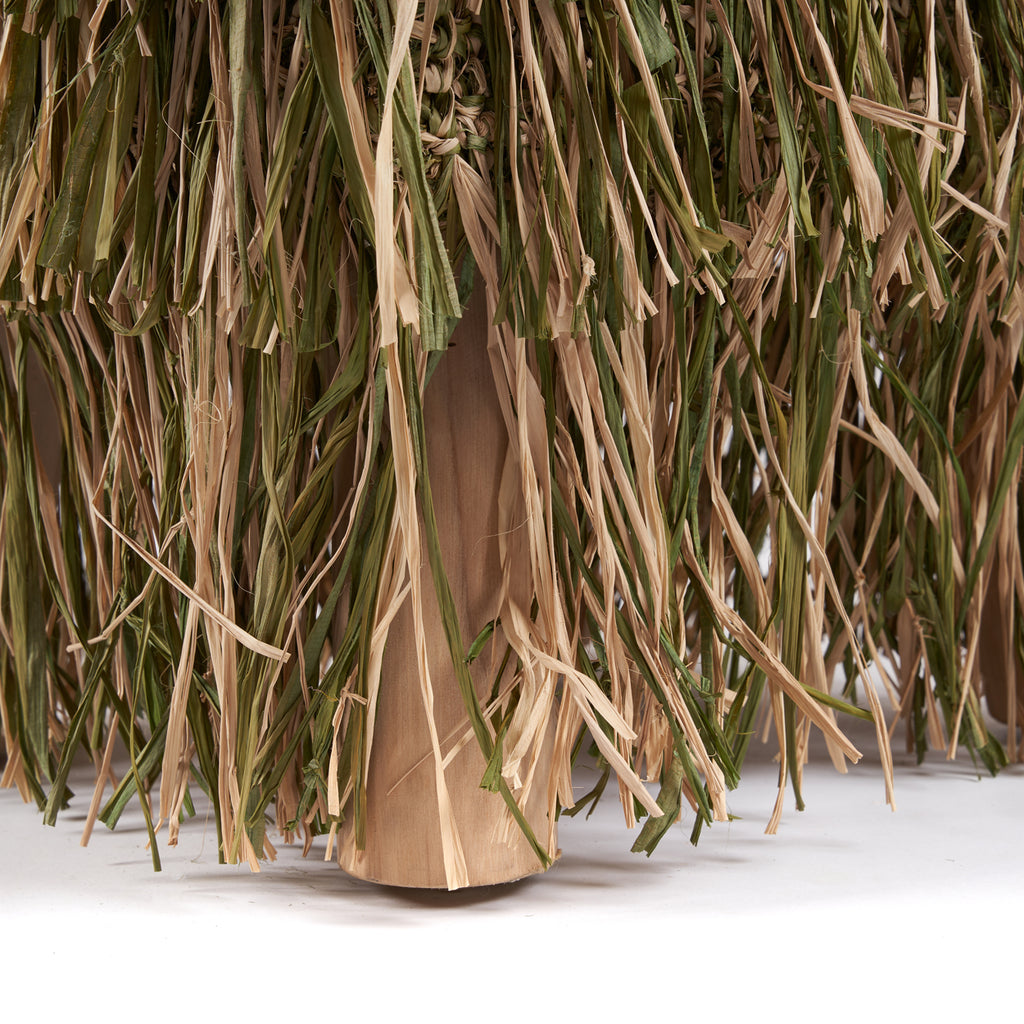 The Raffia Shaggy Stool - Jungle Green - Square