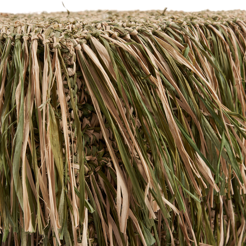 The Raffia Shaggy Stool - Jungle Green - Square