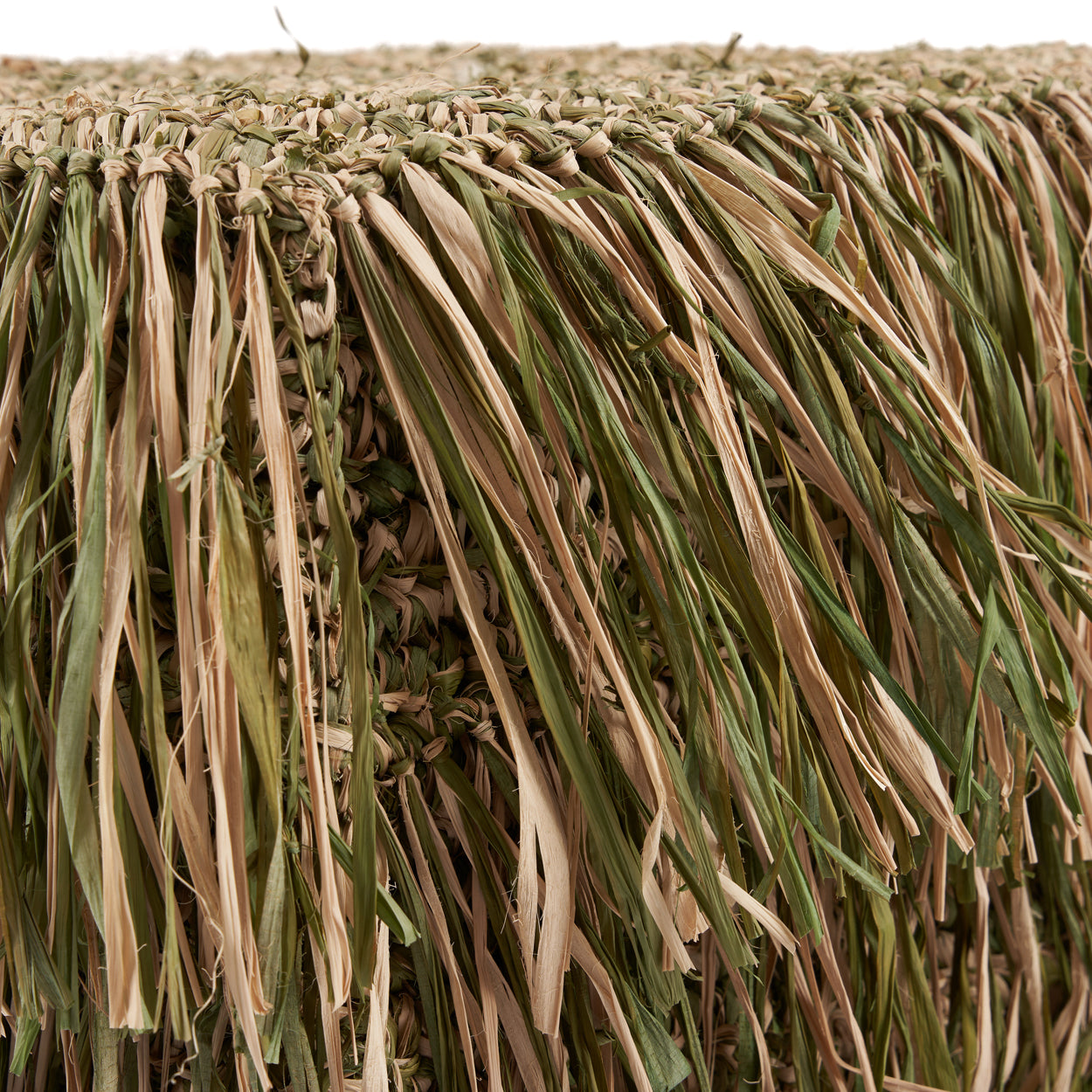 The Raffia Shaggy Stool - Jungle Green - Square