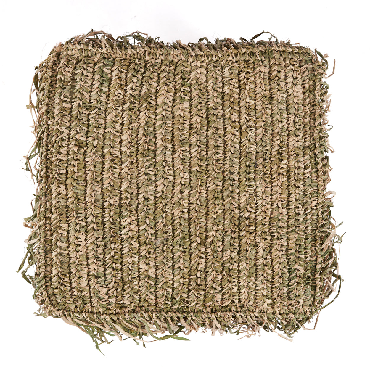 The Raffia Shaggy Stool - Jungle Green - Square