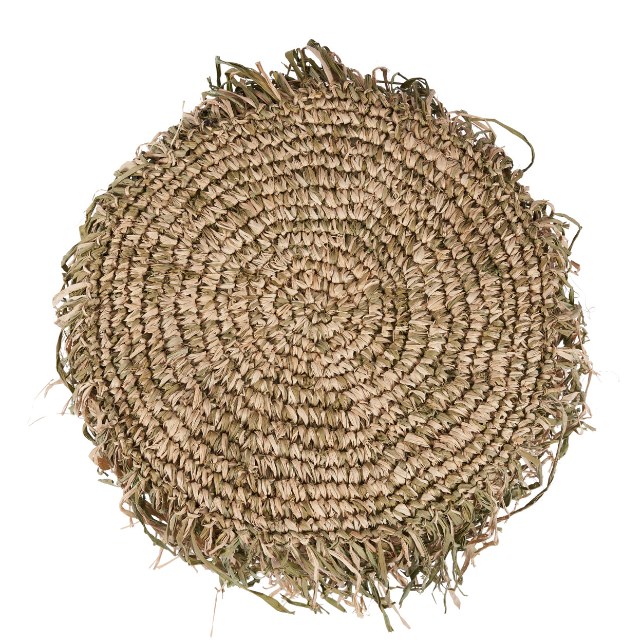 The Raffia Shaggy Stool - Jungle Green - Round