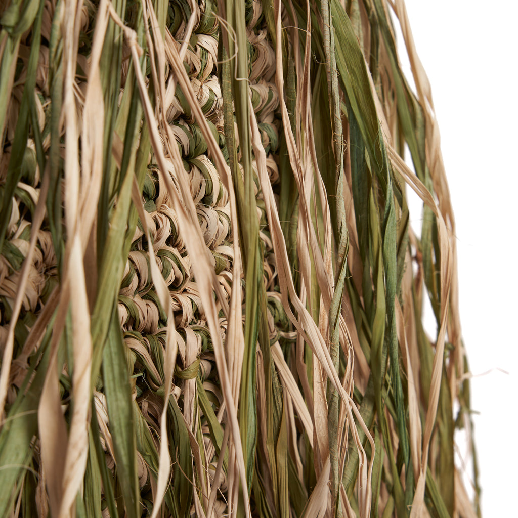 The Raffia Shaggy Stool - Jungle Green - Round