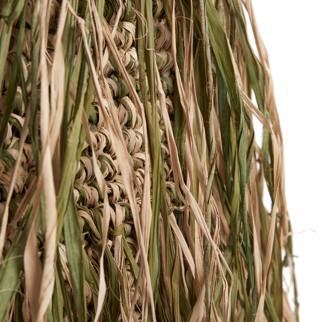 The Raffia Shaggy Stool - Jungle Green - Round
