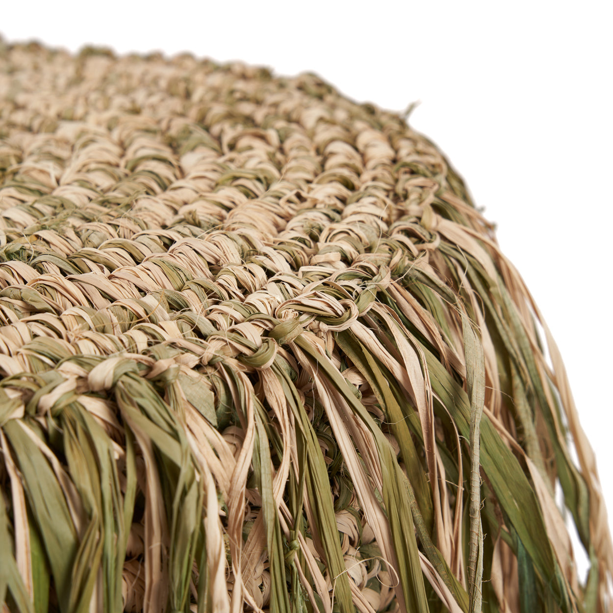 The Raffia Shaggy Stool - Jungle Green - Round
