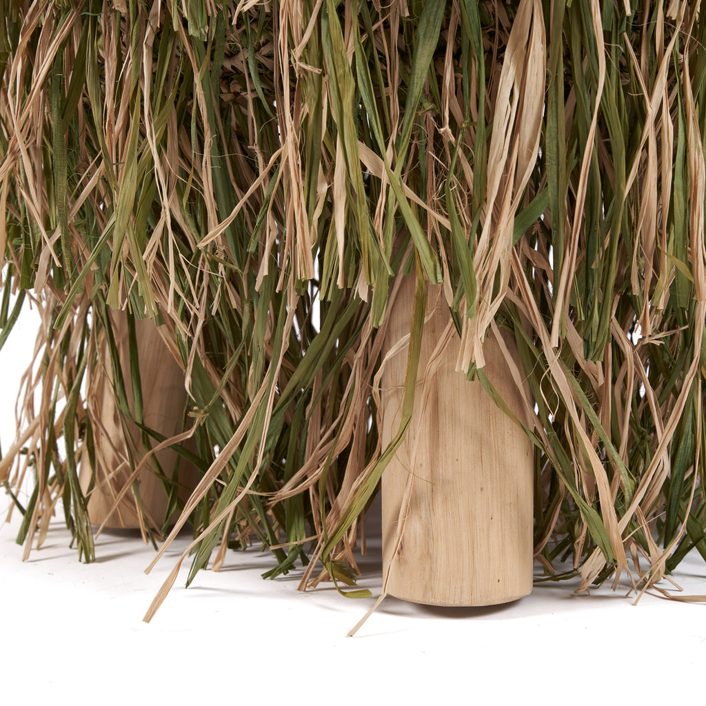 The Raffia Shaggy Stool - Jungle Green - Round