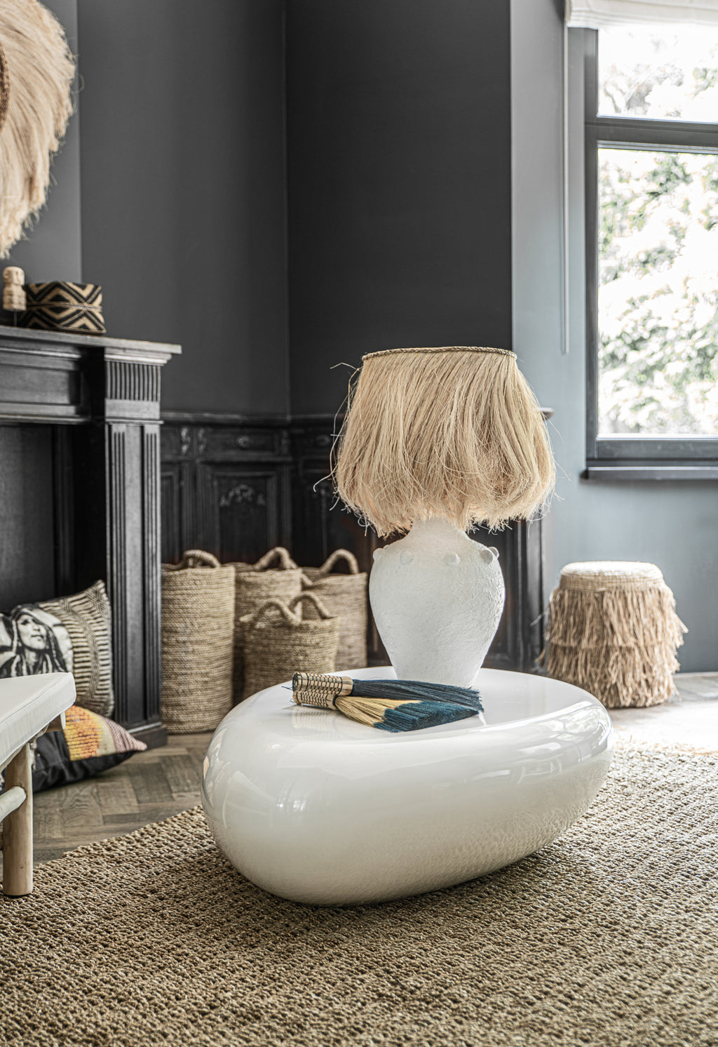 The Raffia Shaggy Stool - Round