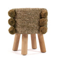 The Raffia Pom Pom Stool - Jungle Green