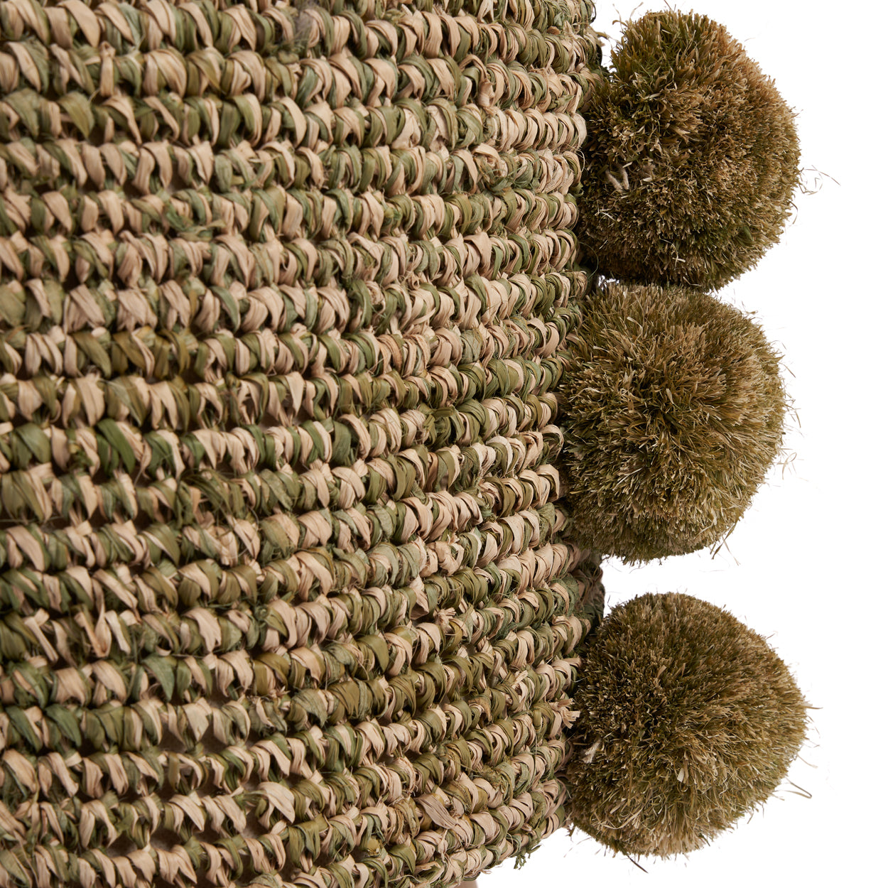 The Raffia Pom Pom Stool - Jungle Green