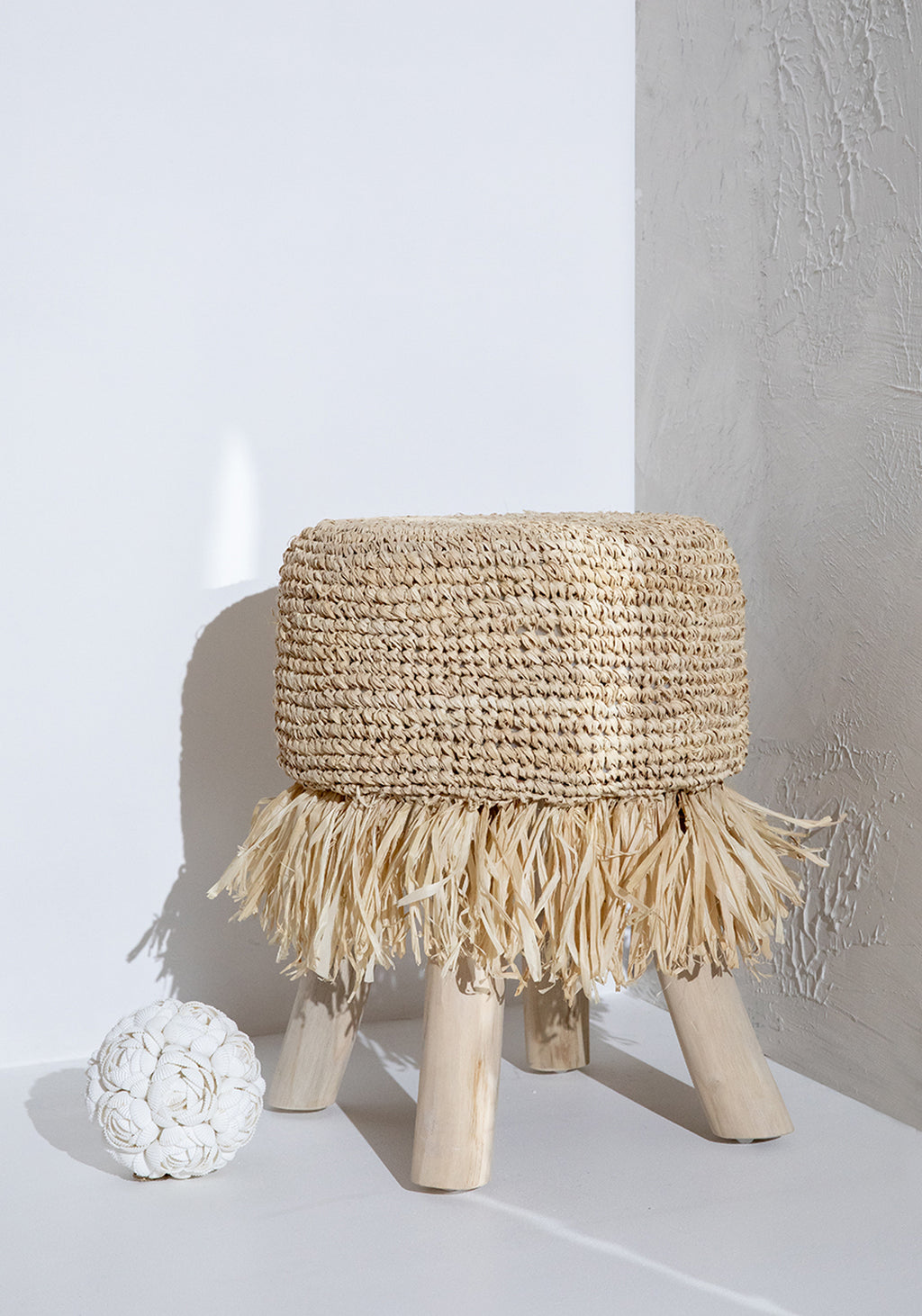 The Raffia Fringed Stool