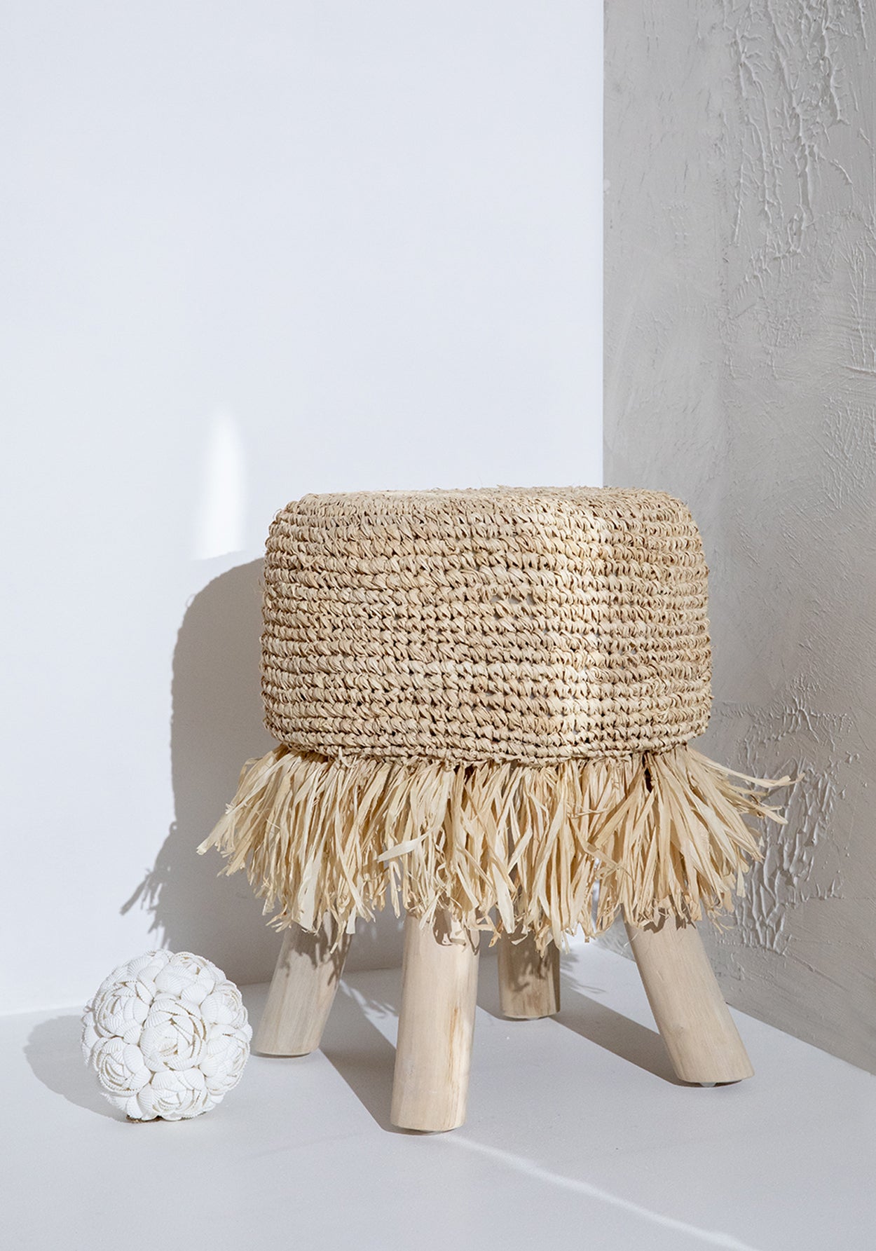 The Raffia Fringed Stool